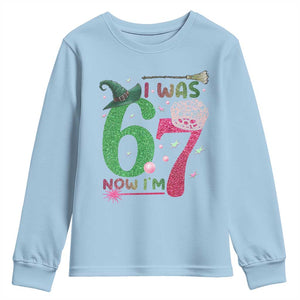 Birthday Girl I Was 6 Now I Am 7 Youth Sweatshirt Gift For Alpha Kids TS12 Light Blue Print Your Wear