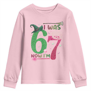 Birthday Girl I Was 6 Now I Am 7 Youth Sweatshirt Gift For Alpha Kids TS12 Light Pink Print Your Wear