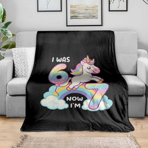 Funny Unicorn I Was 6 Now I Am 7 Throw Blanket Girl Seventh Birthday Gift TS12 Print Your Wear