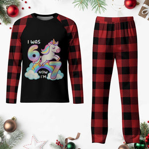 Funny Unicorn I Was 6 Now I Am 7 Plaid Pajama Set Girl Seventh Birthday Gift TS12 Buffalo Plaid Print Your Wear