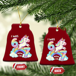 Funny Unicorn I Was 6 Now I Am 7 Ceramic Ornament Girl Seventh Birthday Gift TS12 Print Your Wear