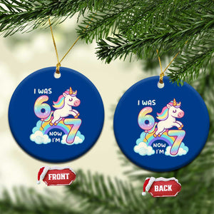 Funny Unicorn I Was 6 Now I Am 7 Ceramic Ornament Girl Seventh Birthday Gift TS12 1pc Blue Print Your Wear