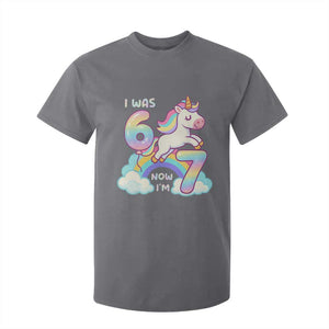 Funny Unicorn I Was 6 Now I Am 7 T Shirt For Kid Girl Seventh Birthday Gift TS12 Charcoal Print Your Wear
