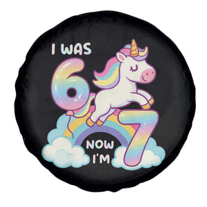 Funny Unicorn I Was 6 Now I Am 7 Spare Tire Cover Girl Seventh Birthday Gift TS12 Print Your Wear