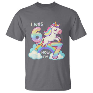 Funny Unicorn I Was 6 Now I Am 7 T Shirt Girl Seventh Birthday Gift TS12 Charcoal Print Your Wear