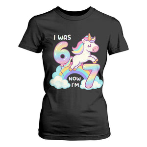 Funny Unicorn I Was 6 Now I Am 7 T Shirt For Women Girl Seventh Birthday Gift TS12 Black Print Your Wear