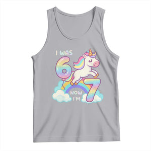 Funny Unicorn I Was 6 Now I Am 7 Tank Top Girl Seventh Birthday Gift TS12 Athletic Heather Print Your Wear