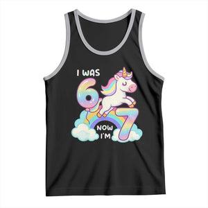 Funny Unicorn I Was 6 Now I Am 7 Tank Top Girl Seventh Birthday Gift TS12 Black Athletic Heather Print Your Wear
