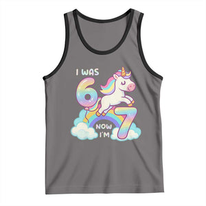 Funny Unicorn I Was 6 Now I Am 7 Tank Top Girl Seventh Birthday Gift TS12 Deep Heather Black Print Your Wear