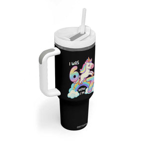 Funny Unicorn I Was 6 Now I Am 7 Tumbler With Handle Girl Seventh Birthday Gift TS12 Print Your Wear