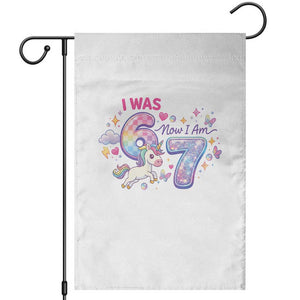 I Was 6 Now I Am 7 Garden Flag Funny Birthday Alpha Kids TS12 Black Print Your Wear