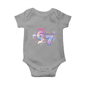 I Was 6 Now I Am 7 Baby Onesie Funny Birthday Alpha Kids TS12 Sport Gray Print Your Wear