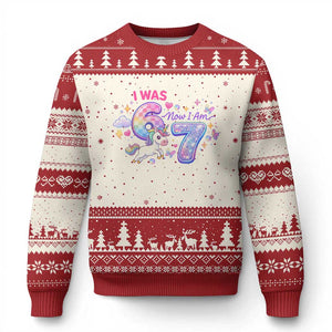 I Was 6 Now I Am 7 Ugly Christmas Sweater Funny Birthday Alpha Kids TS12 Beige Red Print Your Wear