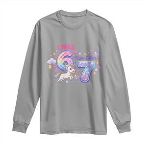 I Was 6 Now I Am 7 Long Sleeve Shirt Funny Birthday Alpha Kids TS12 Sport Gray Print Your Wear
