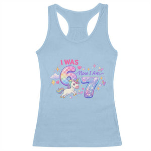 I Was 6 Now I Am 7 Racerback Tank Top Funny Birthday Alpha Kids TS12 Light Blue Print Your Wear