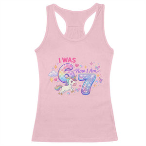 I Was 6 Now I Am 7 Racerback Tank Top Funny Birthday Alpha Kids TS12 Light Pink Print Your Wear
