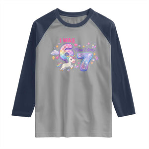 I Was 6 Now I Am 7 Raglan Shirt Funny Birthday Alpha Kids TS12 Sport Gray Navy Print Your Wear