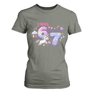I Was 6 Now I Am 7 T Shirt For Women Funny Birthday Alpha Kids TS12 Military Green Print Your Wear