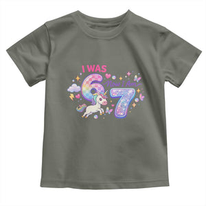 I Was 6 Now I Am 7 Toddler T Shirt Funny Birthday Alpha Kids TS12 Military Green Print Your Wear