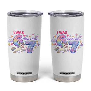 I Was 6 Now I Am 7 Tumbler Cup Funny Birthday Alpha Kids TS12 White Print Your Wear