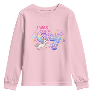 I Was 6 Now I Am 7 Youth Sweatshirt Funny Birthday Alpha Kids TS12 Light Pink Print Your Wear