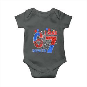 I Was 6 Now I Am 7 Baby Onesie Funny Spider Birthday Boy TS12 Dark Heather Print Your Wear