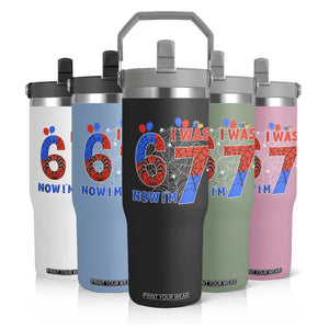 I Was 6 Now I Am 7 Flip Straw Tumbler Funny Spider Birthday Boy TS12 Print Your Wear