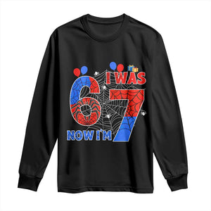 I Was 6 Now I Am 7 Long Sleeve Shirt Funny Spider Birthday Boy TS12 Black Print Your Wear