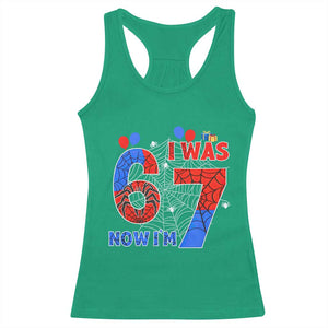 I Was 6 Now I Am 7 Racerback Tank Top Funny Spider Birthday Boy TS12 Irish Green Print Your Wear
