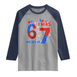 I Was 6 Now I Am 7 Raglan Shirt Funny Spider Birthday Boy TS12 Sport Gray Navy Print Your Wear