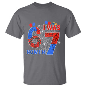 I Was 6 Now I Am 7 T Shirt Funny Spider Birthday Boy TS12 Charcoal Print Your Wear