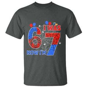 I Was 6 Now I Am 7 T Shirt Funny Spider Birthday Boy TS12 Dark Heather Print Your Wear