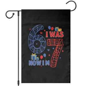 Spider Boy I Was 6 Now I Am 7 Garden Flag Seventh Birthday Gift TS12 Black Print Your Wear