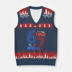 Spider Boy I Was 6 Now I Am 7 V-Neck Knit Sweater Vest Seventh Birthday Gift TS12 Navy Red Print Your Wear
