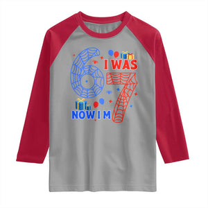 Spider Boy I Was 6 Now I Am 7 Raglan Shirt Seventh Birthday Gift TS12 Sport Gray Red Print Your Wear