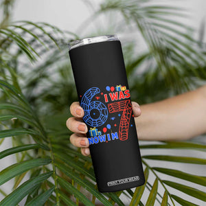 Spider Boy I Was 6 Now I Am 7 Skinny Tumbler Seventh Birthday Gift TS12 Print Your Wear