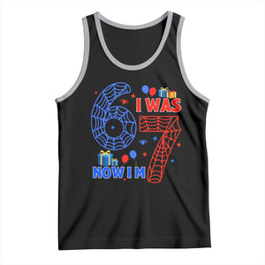 Spider Boy I Was 6 Now I Am 7 Tank Top Seventh Birthday Gift TS12 Black Athletic Heather Print Your Wear