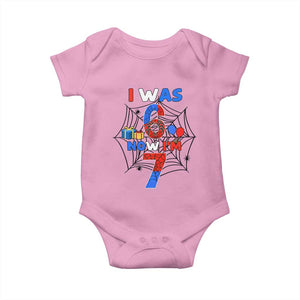 I Was 6 Now I Am 7 Baby Onesie Spider Themed Birthday Boy TS12 Light Pink Print Your Wear