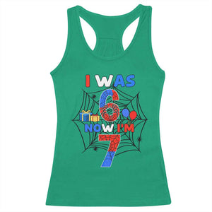 I Was 6 Now I Am 7 Racerback Tank Top Spider Themed Birthday Boy TS12 Irish Green Print Your Wear