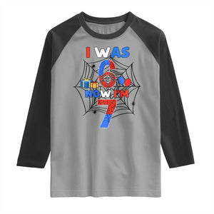 I Was 6 Now I Am 7 Raglan Shirt Spider Themed Birthday Boy TS12 Sport Gray Black Print Your Wear