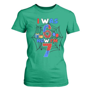 I Was 6 Now I Am 7 T Shirt For Women Spider Themed Birthday Boy TS12 Irish Green Print Your Wear