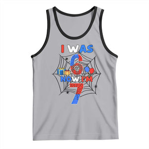 I Was 6 Now I Am 7 Tank Top Spider Themed Birthday Boy TS12 Athletic Heather Black Print Your Wear