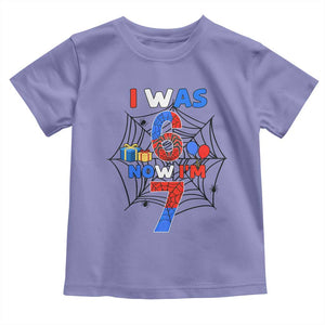I Was 6 Now I Am 7 Toddler T Shirt Spider Themed Birthday Boy TS12 Violet Print Your Wear