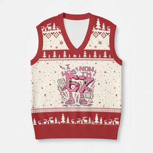 Seven Years Old Birthday Girl V-Neck Knit Sweater Vest I Was 6 Now I Am 7 TS12 Beige Red Print Your Wear