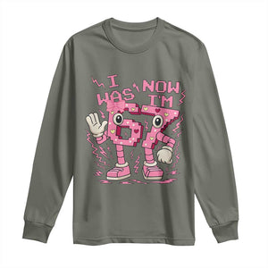 Seven Years Old Birthday Girl Long Sleeve Shirt I Was 6 Now I Am 7 TS12 Military Green Print Your Wear