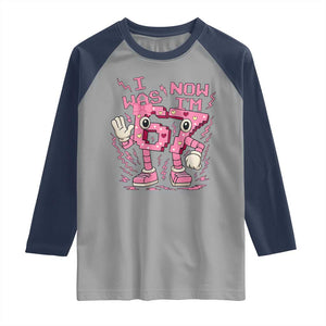 Seven Years Old Birthday Girl Raglan Shirt I Was 6 Now I Am 7 TS12 Sport Gray Navy Print Your Wear