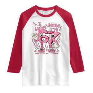 Seven Years Old Birthday Girl Raglan Shirt I Was 6 Now I Am 7 TS12 White Red Print Your Wear