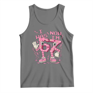 Seven Years Old Birthday Girl Tank Top I Was 6 Now I Am 7 TS12 Black Heather Print Your Wear