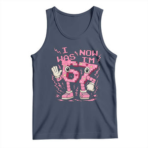 Seven Years Old Birthday Girl Tank Top I Was 6 Now I Am 7 TS12 Navy Print Your Wear