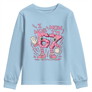 Seven Years Old Birthday Girl Youth Sweatshirt I Was 6 Now I Am 7 TS12 Light Blue Print Your Wear
